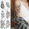 Waterproof Black & White Sketch Flower Half Sleeve Tattoo Stickers