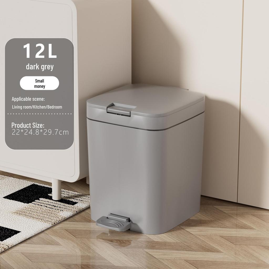 High-End Large Capacity Plastic Foot Pedal Trash Can for Bathroom and Living Room