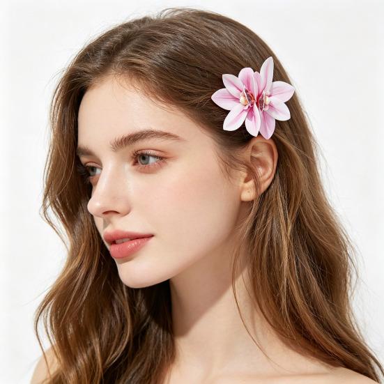 Women Hairpin Simulated Flower Shape Colorfast Hair Clip Back Head Hair Claw Daily Wear Party Hair Accessory