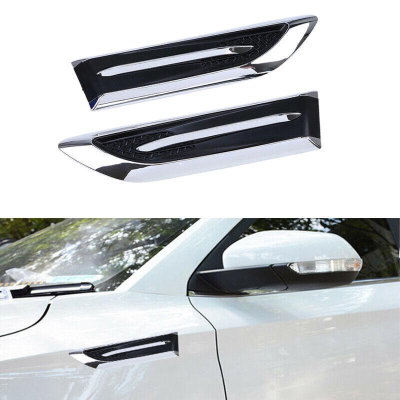 2Pcs Air Flow Fender Chrome Side Hood Vent Decoration