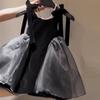 Summer Sleeveless Girls Solid Color Temperament Strap Dress Fashion Aline Skirt