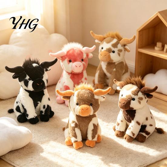 Realistic Plush Cattle Toy Highland Cow Stuffed Animal Toy, Soft Scottish Doll, Cuddly Farm Plushie Cute Doll Present for Adults Kids Boys Girls