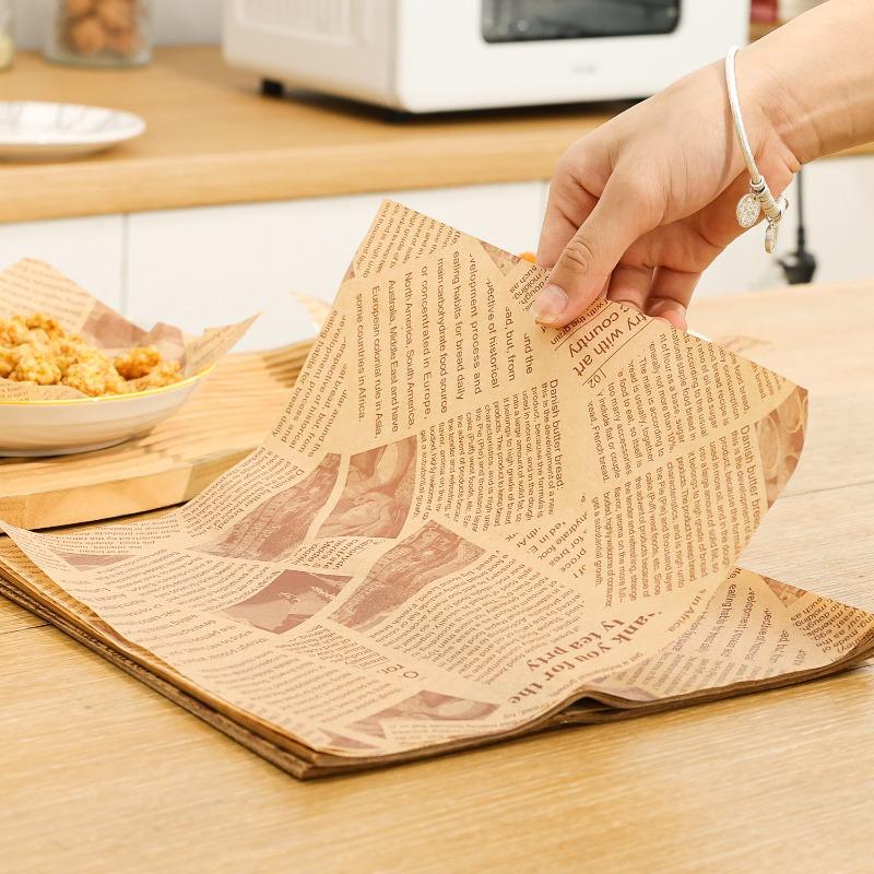 Oil-Proof Paper Bread Burger Food Wrapping Paper Greaseproof Food Basket Liner Spaper Liner Baking Packaging Deli Paper Sheet