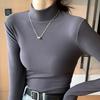 Semi-turtleneck Bottoming Shirt Women's Long-sleeved New Inner Matching Autumn and Winter Versatile Slim-fitting and Thin Meat-covering Top