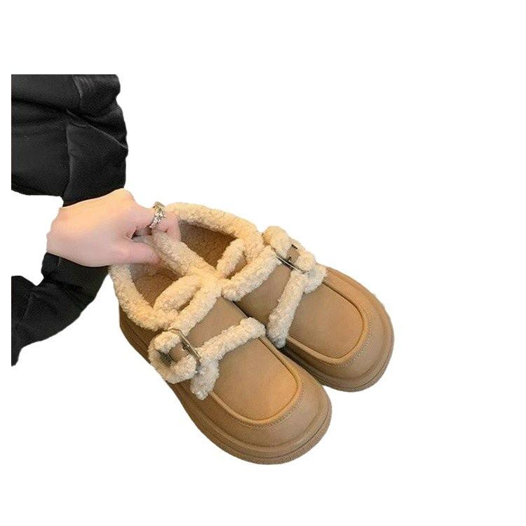 Platform Loafers Women's Autumn and Winter 2025 New British Style Plush Small Leather Shoes Plush Shoes Snow Boots