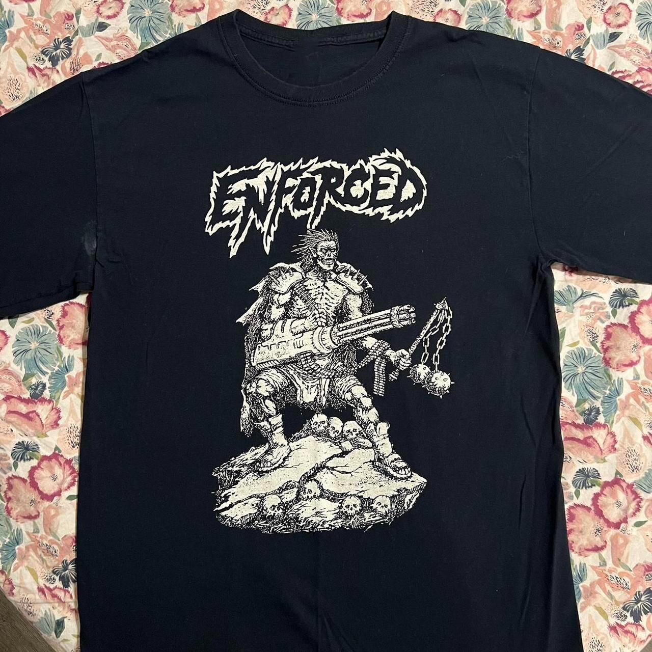 Vtg Enforced Band Album Music Heavy Cotton Black T Shirt For Men TU230 XL
