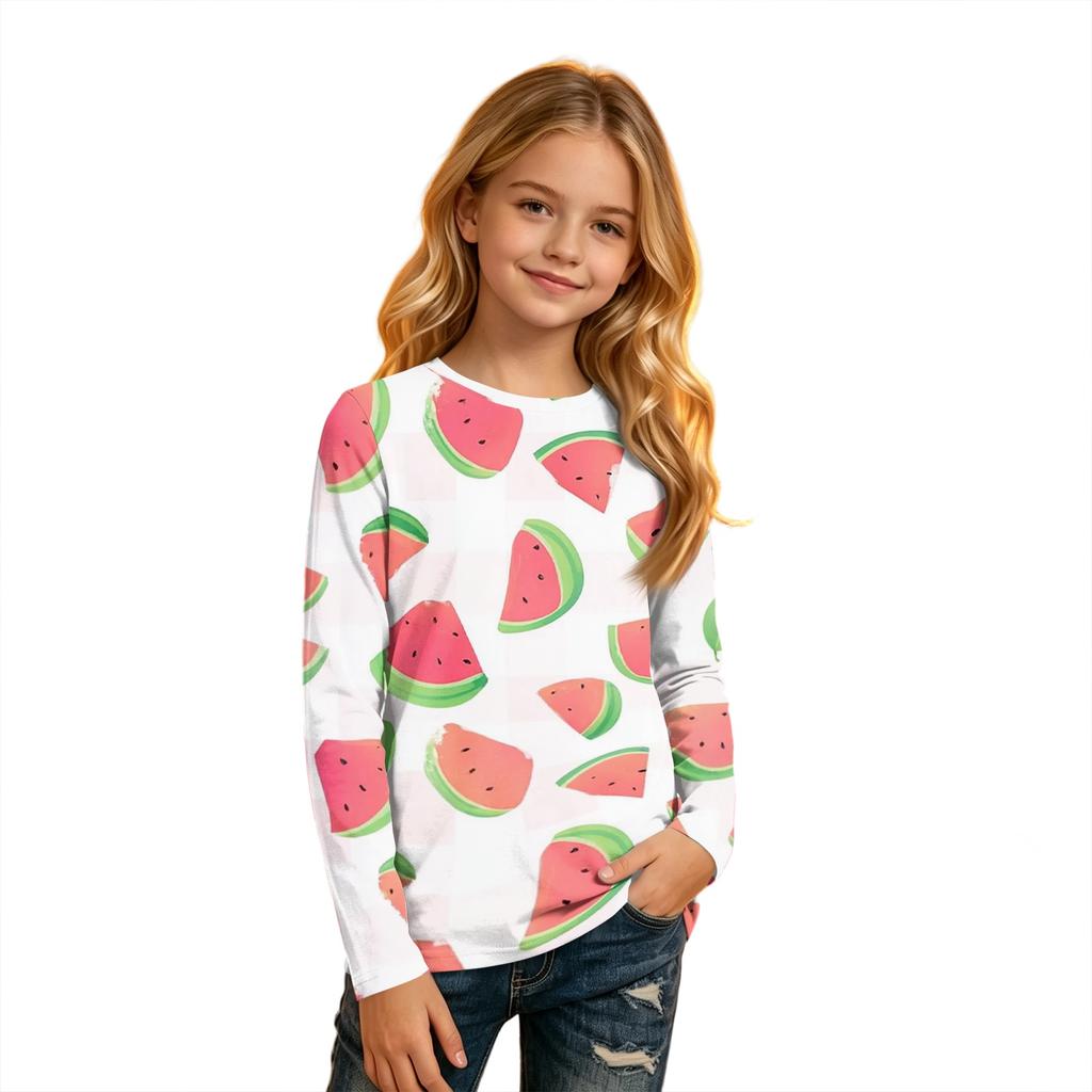 Kids' Long Sleeve Neck Printed T-Shirt Casual Top for Boys and Girls