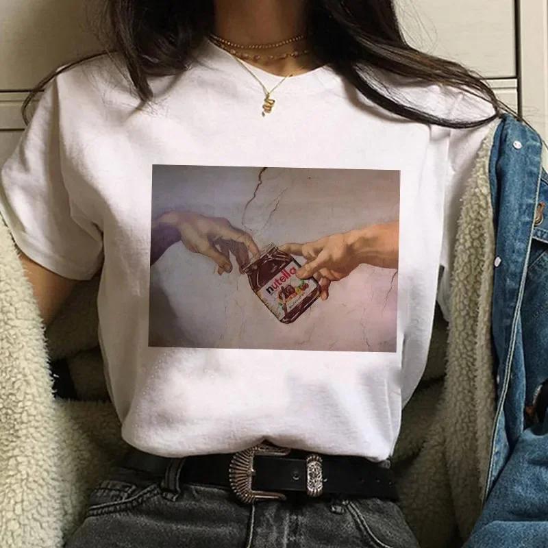 90s Nutella Print Graphic Womens Tshirt Fashionable Harajuku Tshirt Cute Cartoon Tshirt Korean Style Womens Cute Tshirt