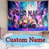 [Custom Name Tapestry]Neon Rider Cyberpunk Motorcycle Tapestry for Dorm Bedroom Living Room Wall Art Photography Backdrop