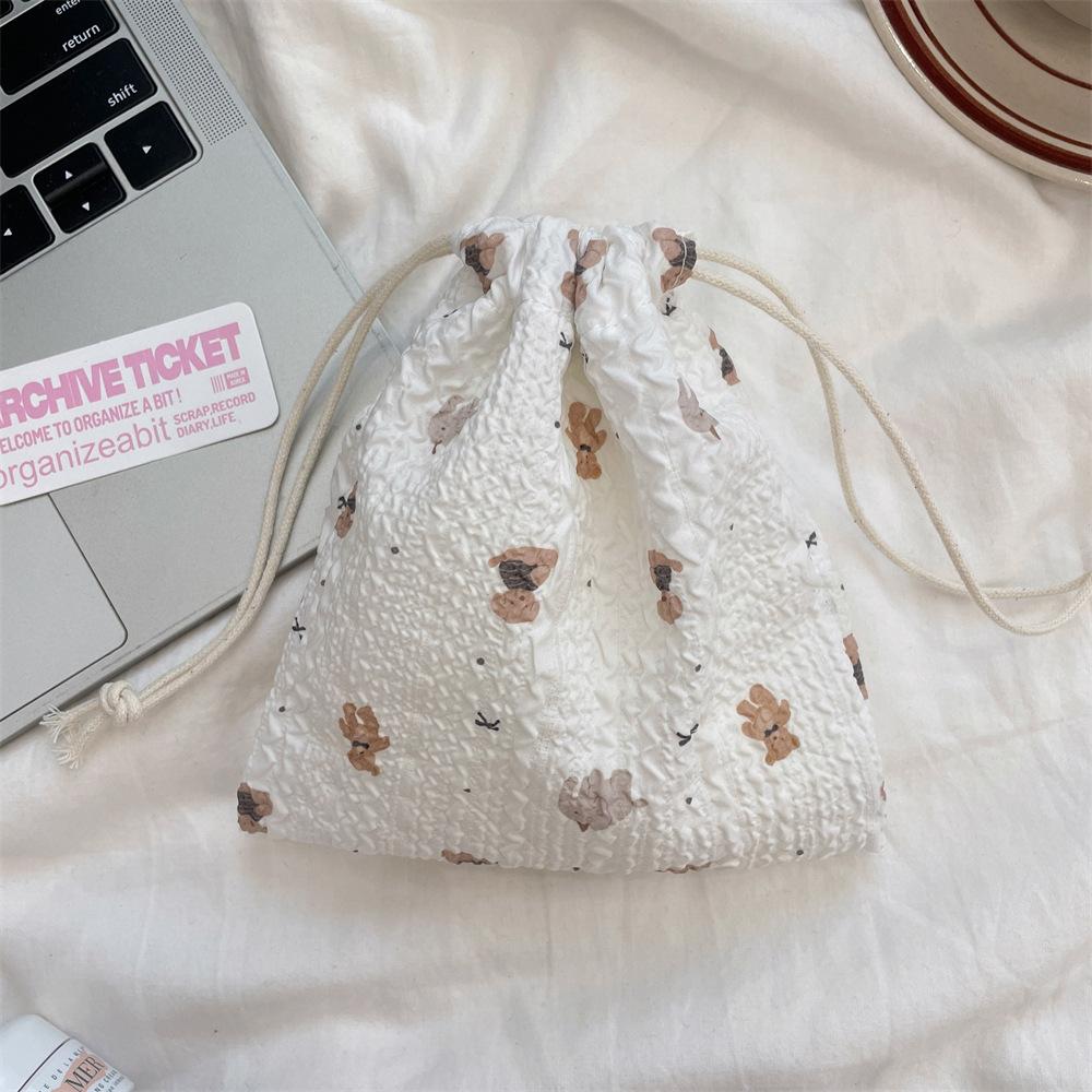 Cute Bear Cartoon Drawstring Pocket Women Drawstring Bags Cosmetic Bag Makeup Bag Large Capacity Coin Purse Coin Pouch