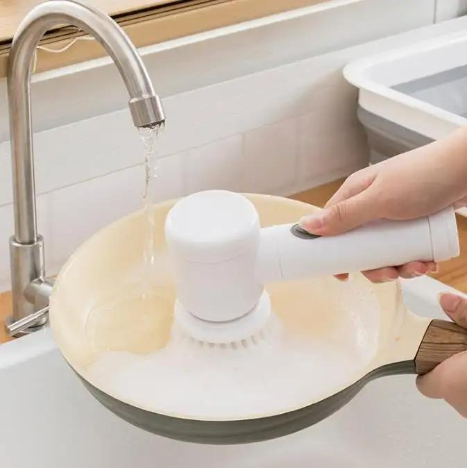 Cleaning Brush Bathroom Scrub Kitchen Tool USB 5 in 1 Handheld Bathtub to Clean Sink