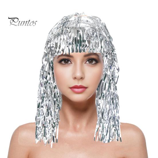 Easy-to-Use Wig Foil Tinsel Wigs for Adults Fancy Dress Party Shiny Metallic Masquerade Disco Hat Photo Booth Prop Cosplay Supplies Memorable Moments
