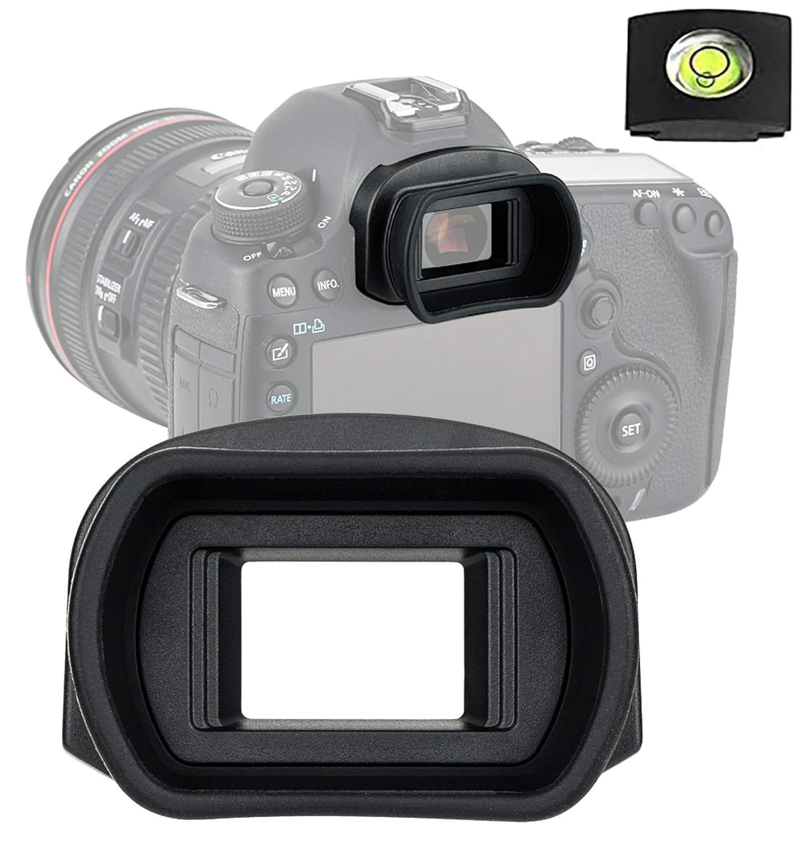

EG Eyecup Extension Eyepiece for Canon EOS 5D Mark III 7D Mark 1D X III Compatible with Canon EOS Includes Hot Shoe Cover and Level IV, 5DS, 5DSR, II,