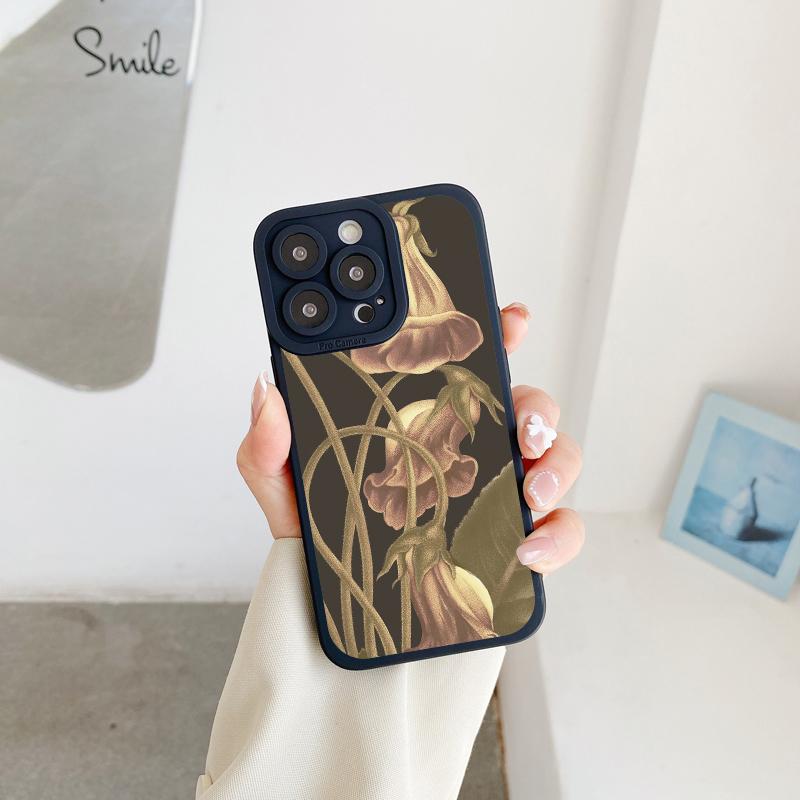 Retro Flowers Phone Case For iPhone 14 13 12 11 Pro Max for iPhone 7 8 Plus SE 2020 XR XS X Case Soft Floral Shell Back Covers
