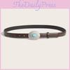 Simple Round Alloy Artificial Gemstone Snap Button Belt For Women Casual Wear