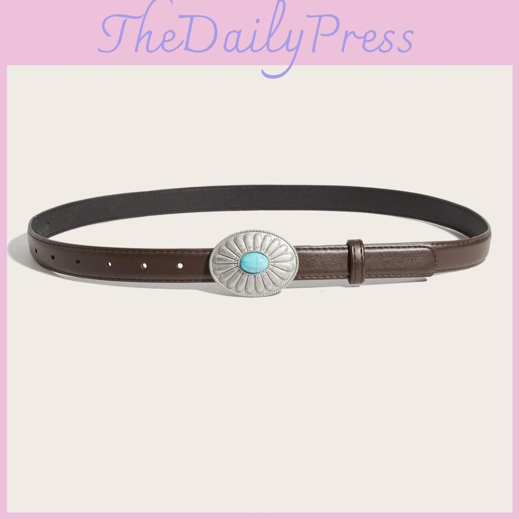 Simple Round Alloy Artificial Gemstone Snap Button Belt For Women Casual Wear