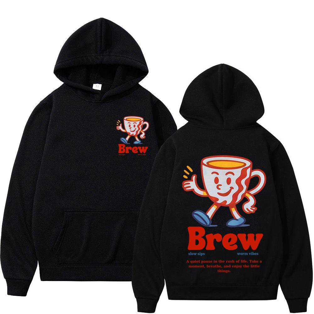 Brew Coffee Lover Fashion Graphics Hoodie Man Woman Vintage Pullover Long Sleeves Casual Oversized Sweatshirt