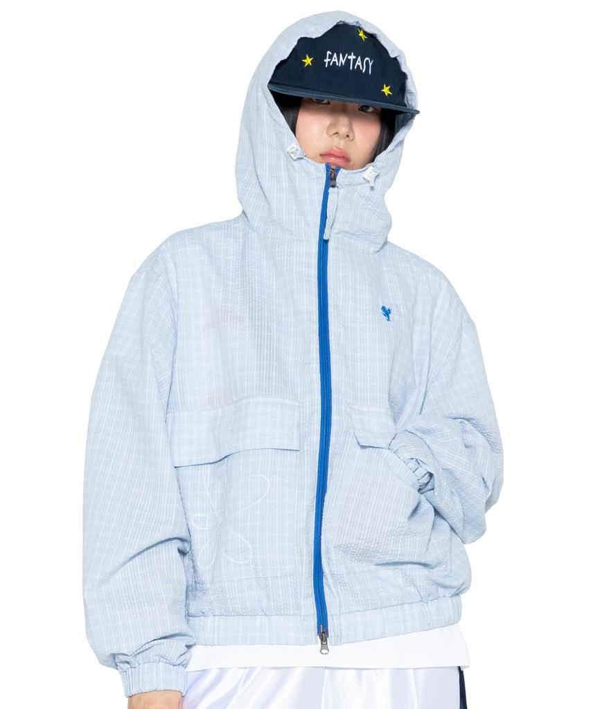 Glack Gzj002 Merlin Seersucker Check Windbreaker (Sky Blue)
