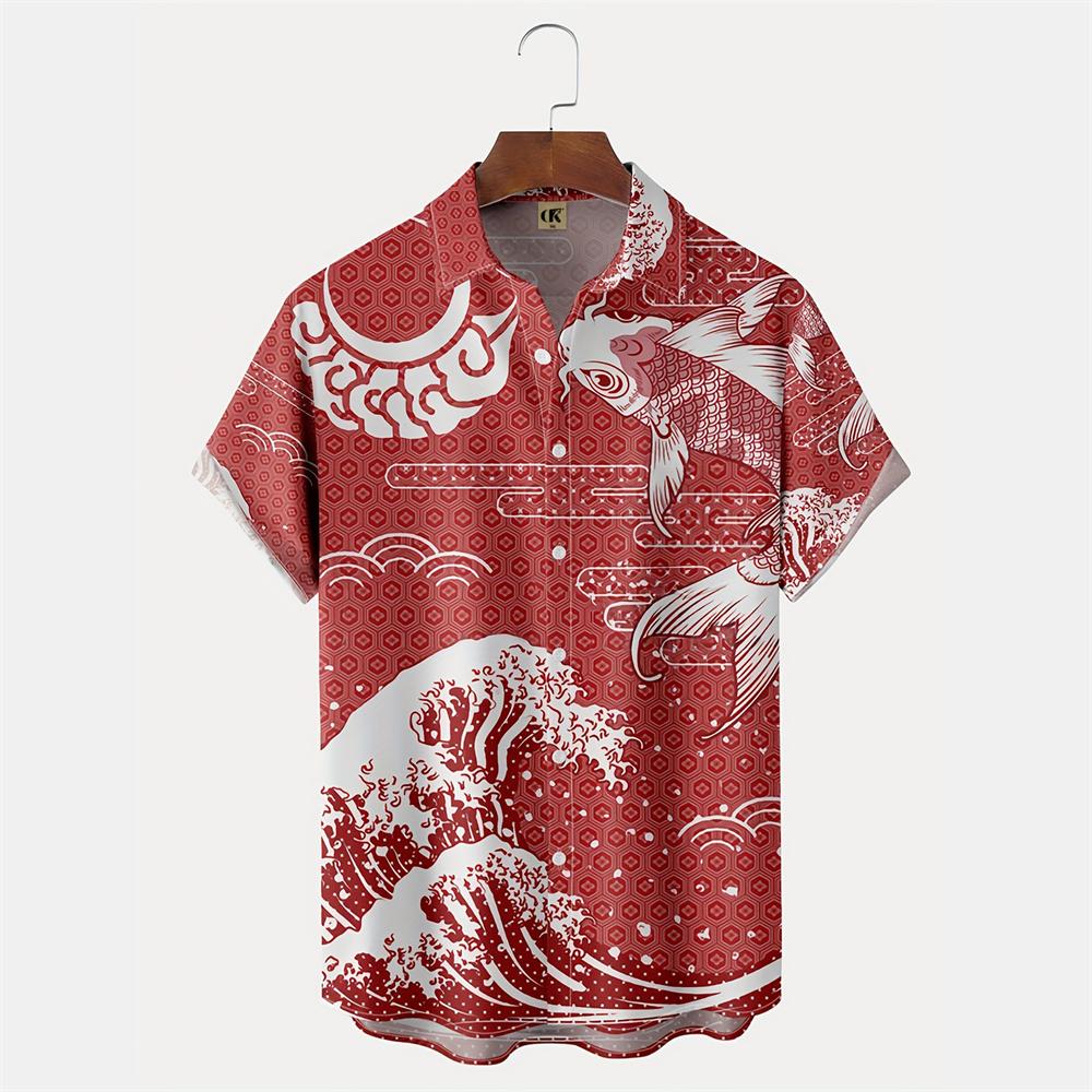 Camicia Hawaiana da Uomo 2026 Stampa Poker Moda Casual Collo a Revers Spiaggia Camicia Vintage