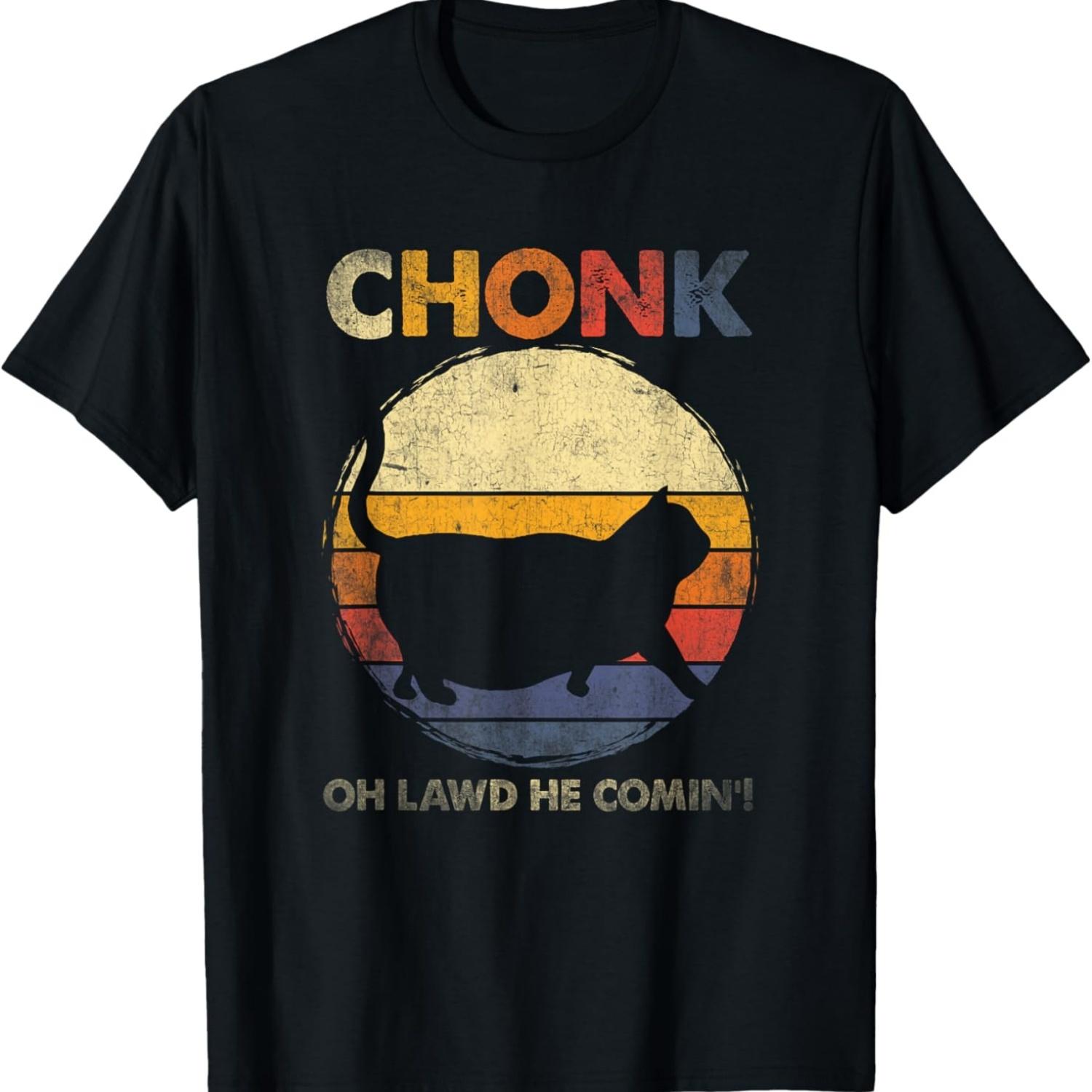 

Chonk Cat Big Meme Funny Retro Style Vintage Cats Memes T-Shirt for Men Women Kids S чёрный