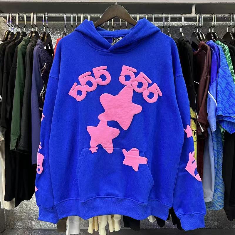 Unisex Loose Fit Two Piece Tracksuit Long Sleeve Hoodie Elastic Waist Sweatpants Spider Rhinestone Print Streetwear Matching Outfit Set