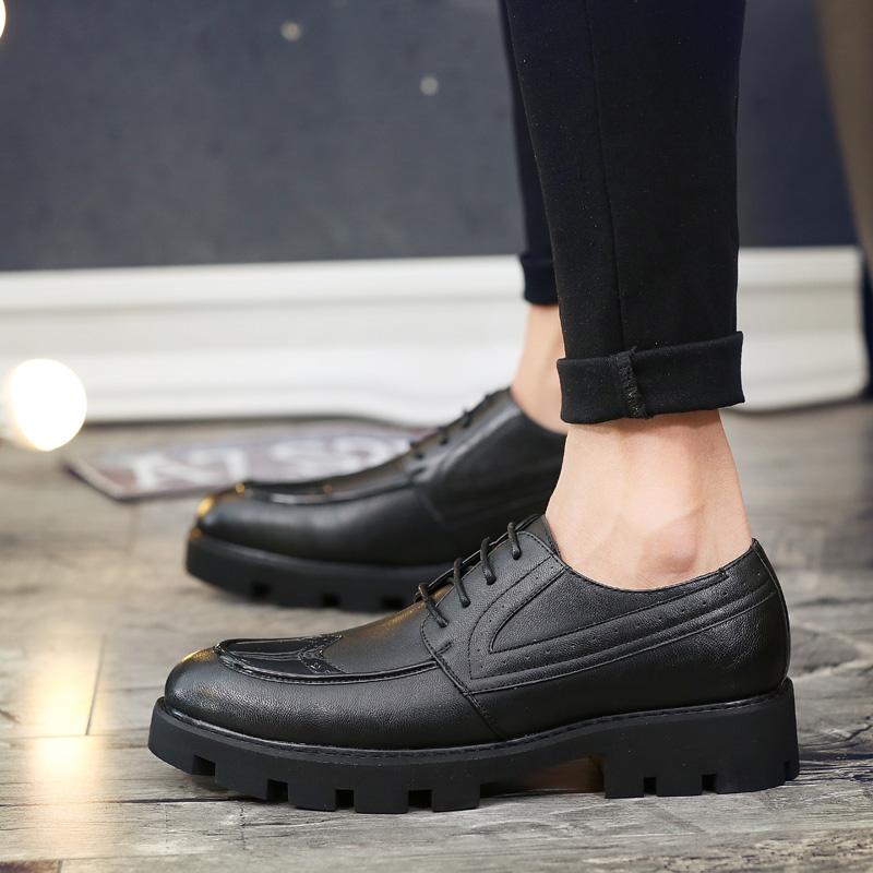 Fashionable Thick Soled Height Increasing Men's Brogue Shoes Versatile High-end Business Dress Shoes for Men's Workwear Shoes