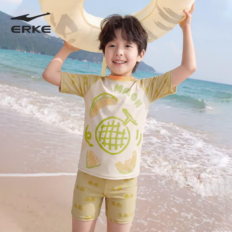 Erke Boys Short Sleeve Split Swimsuit Set 110