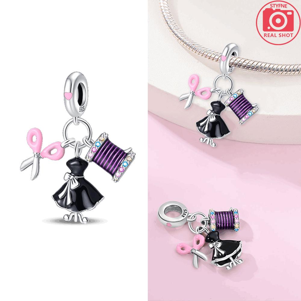 Clock Charm Bead Components Copper Metal Tailor Sewing Machine Telephone Alarm Pendant Bead Components Compatible With Authentic Original Bracelets