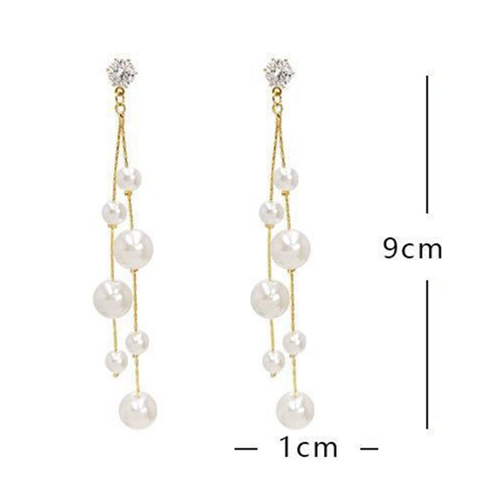 Hypoallergenic Elegant Wedding Earrings Sparkly White Faux Pearls Dangle Drop Earrings for Women Girls Bridal Christmas Gift