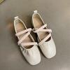 Soft Leather Version~ French Cross-strapped Red Mary Jane Shoes Flat Single Shoes Women's Shallow Mouth Evening Wind Fairy Ballet Shoes