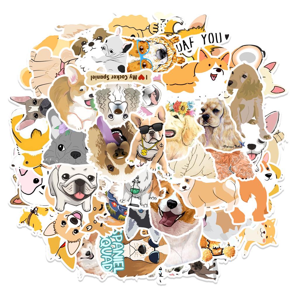50PCS Cute Cartoon Puppy Stickers: Waterproof Decorative Decals for Phone, Tablet, Laptop, and Refrigerator