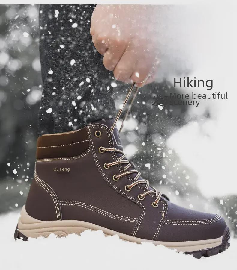 2024 Autumn/Winter Large Size Martin Boots - High Top, Casual Cotton Hiking & Workwear Shoes