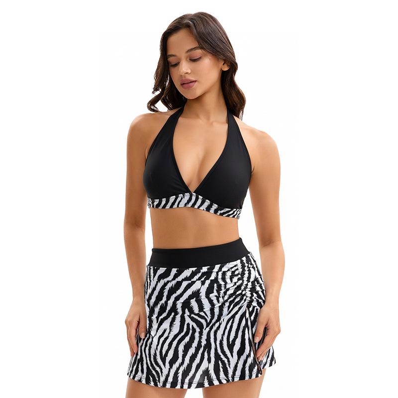 2026 bikini split skirt high waist conservative sexy European and American swimsuit women s swimsuit S