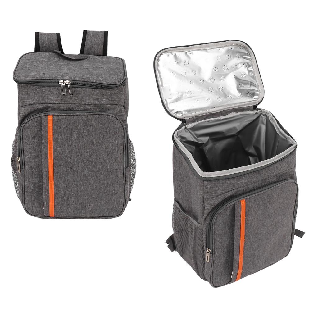 Thermal Insulated Food Delivery Backpack Oxford Cloth and PEVA 18L Grey Leakproof Cooler Backpack