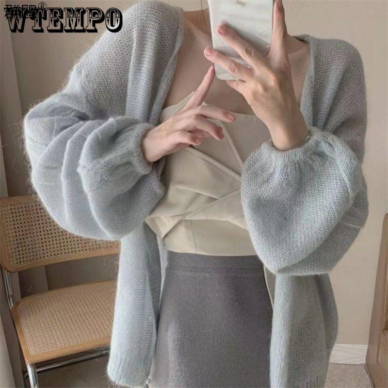 Autumn Women's Soft and Thin Sweater Jacket Mohair Knitted Cardigan Top