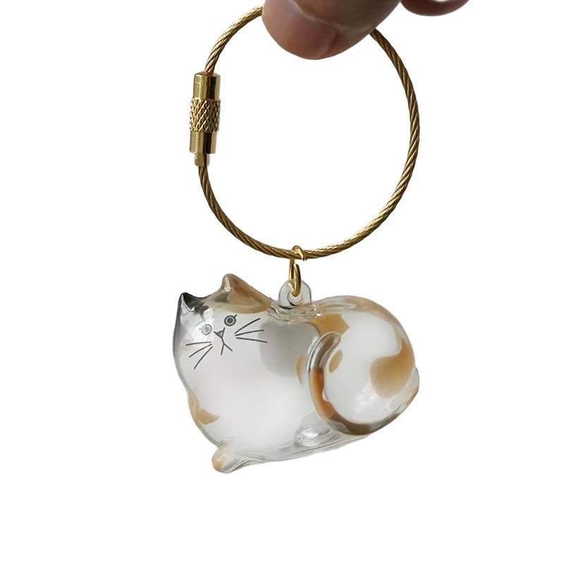 1PC Memorial Pet Fur Storage Pendant Transparent Cat Storage Keychain Cat Hair Preservation Keyring Accessory Cat 5x4cm