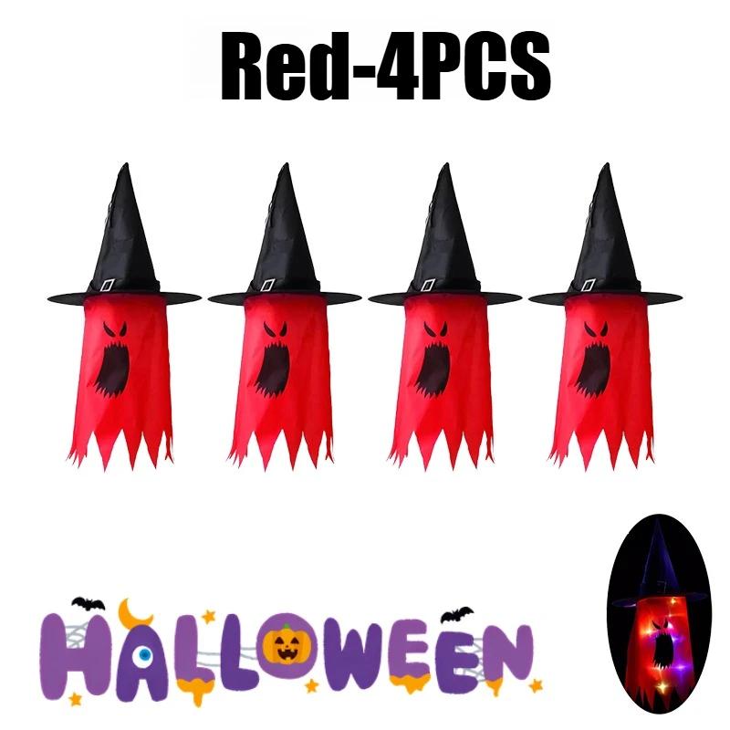 Glowing Outdoor Witch Hat LED Luminous Tree Hanging Ornament Kids Party Decor Halloween Wizard Hat Magic Prop Solution