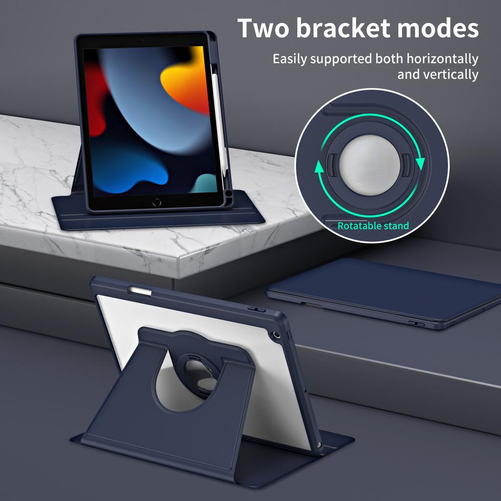YurKem Flip-Cover-Hülle mit Stiftschlitz für iPad Air 2 4 5 Pro 11 12,9, stoßfester Ständer, 360 drehbar, weiche Hüllen 10. iPad 10,2