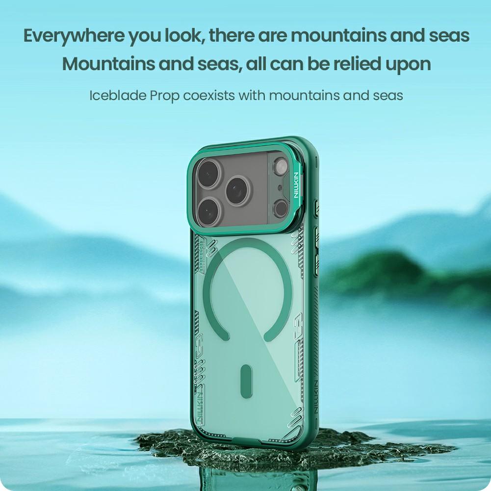 NILLKIN Iceblade CamProp For iPhone 17 Pro Magnetic Case Clear Lens Lid Kickstand PC TPU Phone Cover