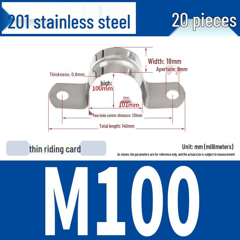 304 Stainless Steel U-Bolt Pipe Clamp Bracket - Pipe & Hose Clip Snap-on Hoop