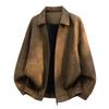 American retro men's leather jacket new pu locomotive tooling loose old money street simple leather jacket men