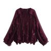 Women's Casual Ruffled Shirt Loose Lace Up Hollow Out V Neck Tops Spring Blouses Women Clothes