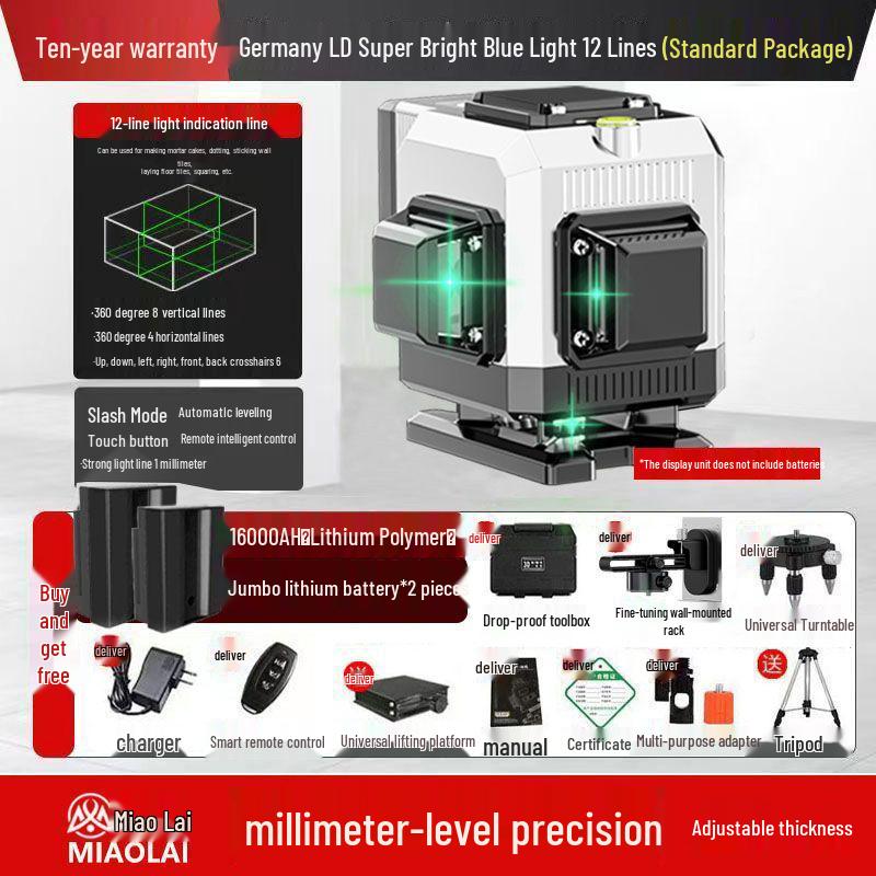 2025 Wysokoprecyzyjny 12-liniowy Projektor Ścienno-Podłogowy Samopoziomujący na Podczerwień