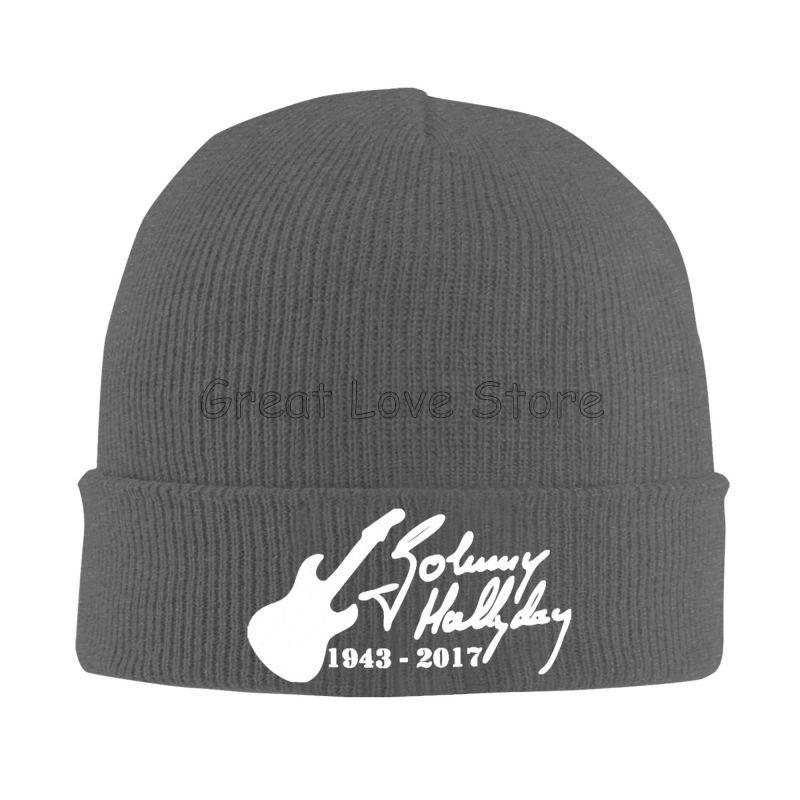 Johnny Hallyday Print Bonnet Hats Street Knit Hat for Men Women Winter Warm Skullies Beanies Cap for Travel Outdoor Camping