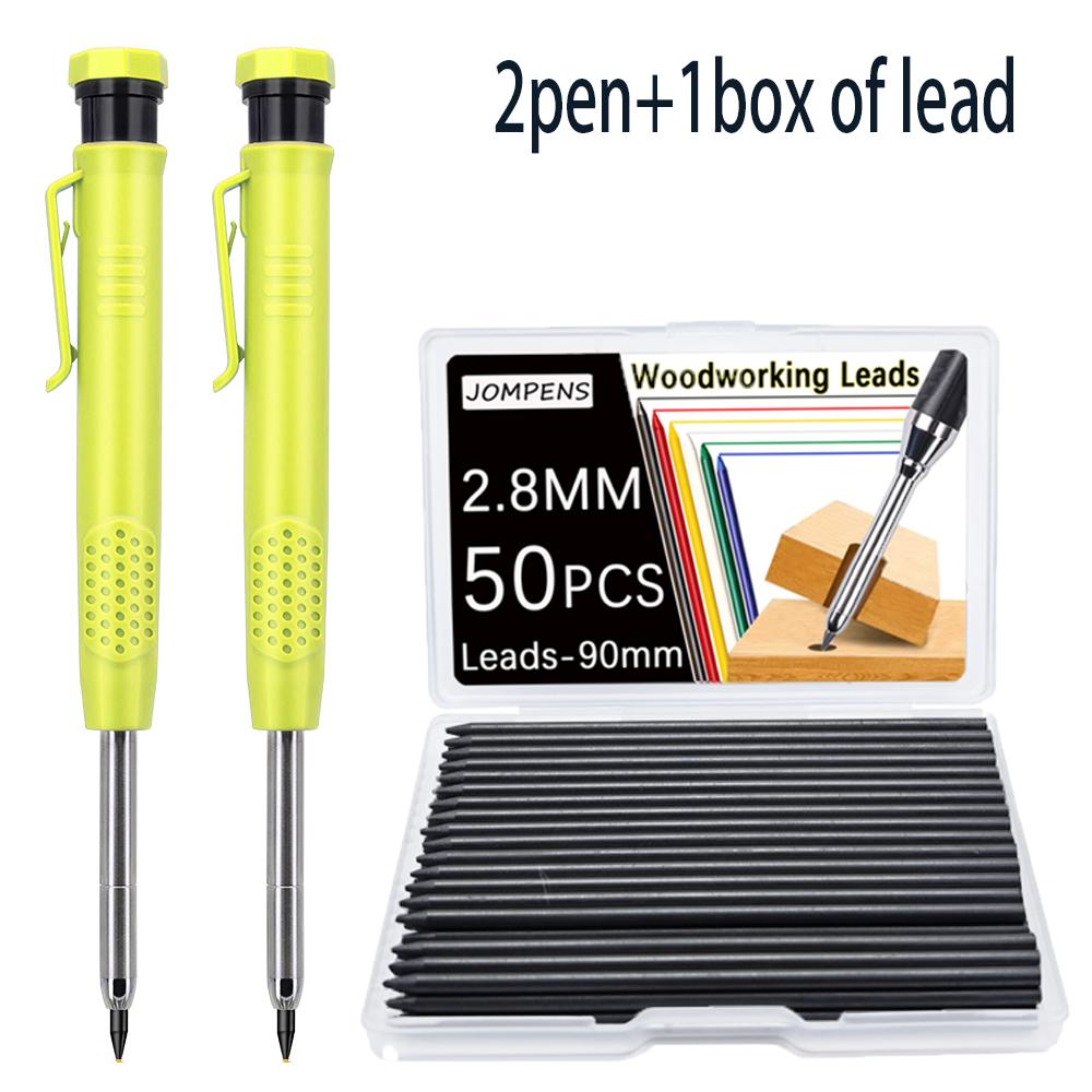 New 2.8mm Deep Hole Woodworking Marking Automatic Pencil Set With 50pcs Lead Refill, for Architectural Engineering Drawing Tools