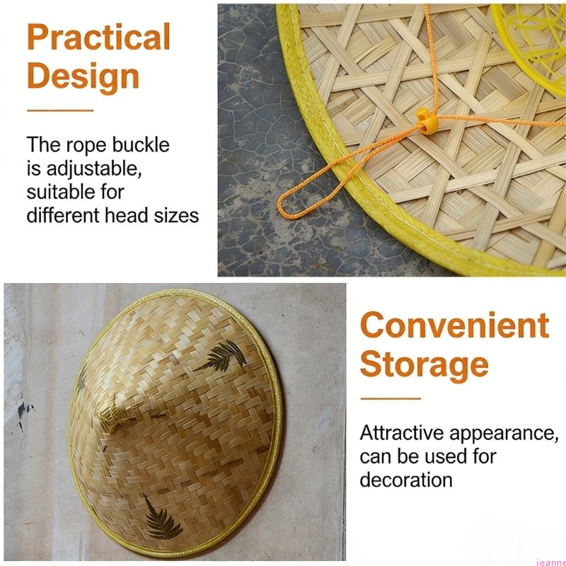 

Китайская соломенная шляпа Ручная работа из ротанга Стильная соломенная шляпа с регулируемым подбородочным ремешком для рыбалки, садоводства, кемпинга, походов CN