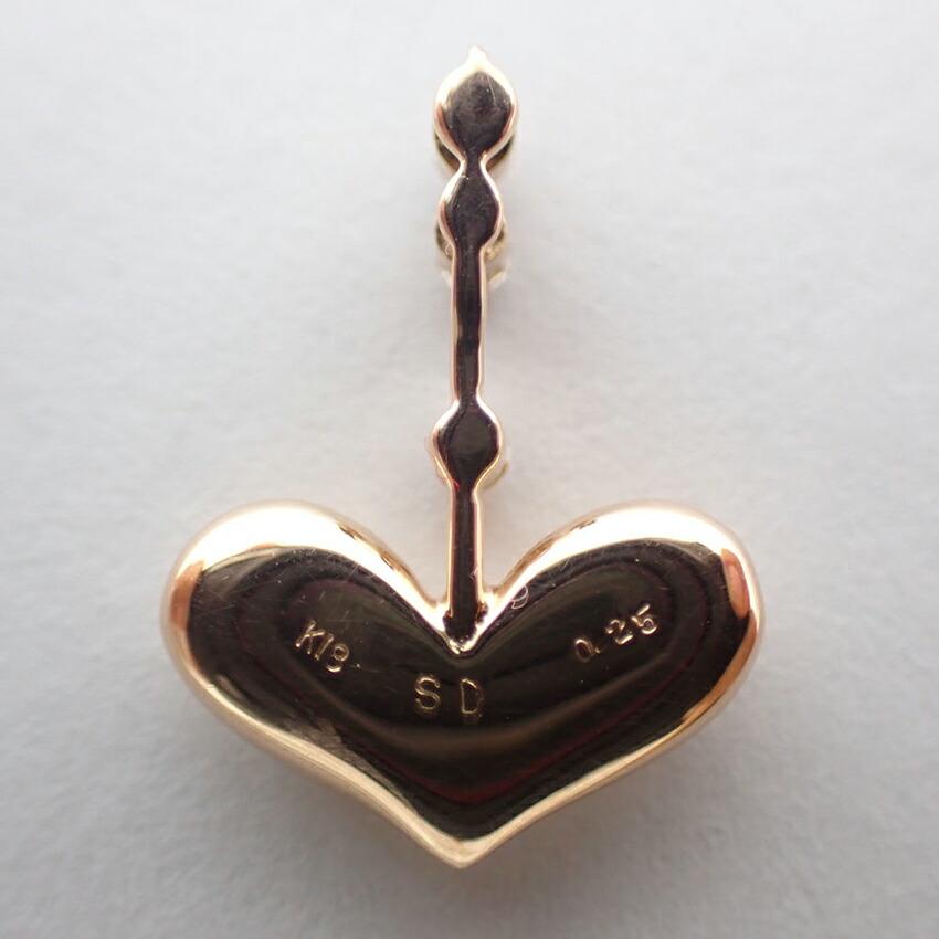 [Used] K18 Diamond Heart Pendant Top / J55-40