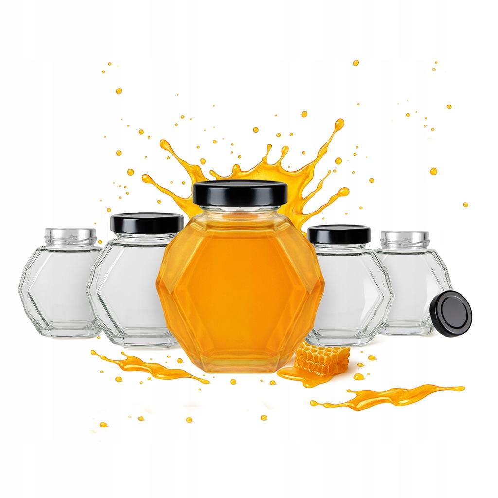 GUCIO Glazen Pot 200 ml voor Honing, Jam, Conserves Zeshoekige Glazen Potten
