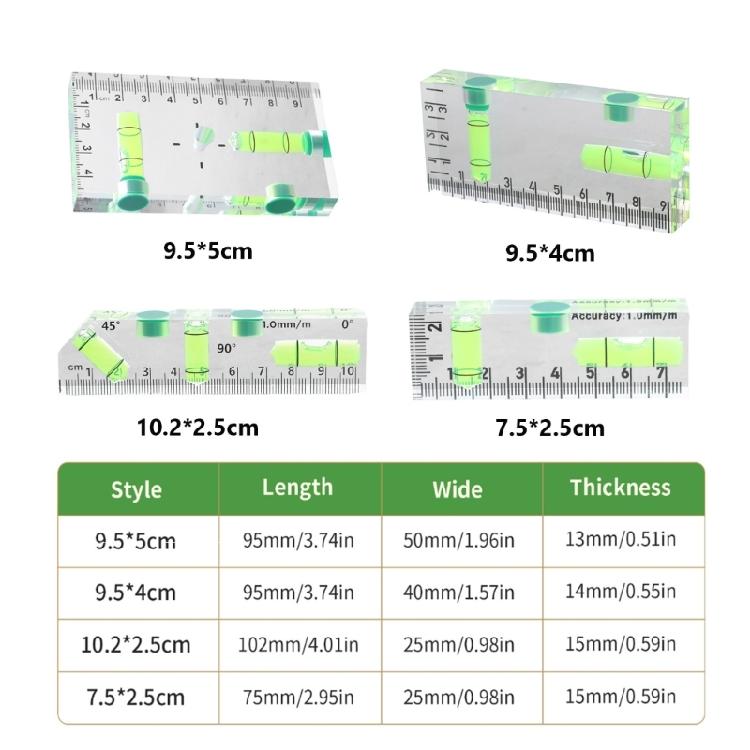 Magnetic Base Pocket Acrylic Check Bubble Level Tool Mini Level Tool Construction Tool with 90°/180° Level Bubbles
