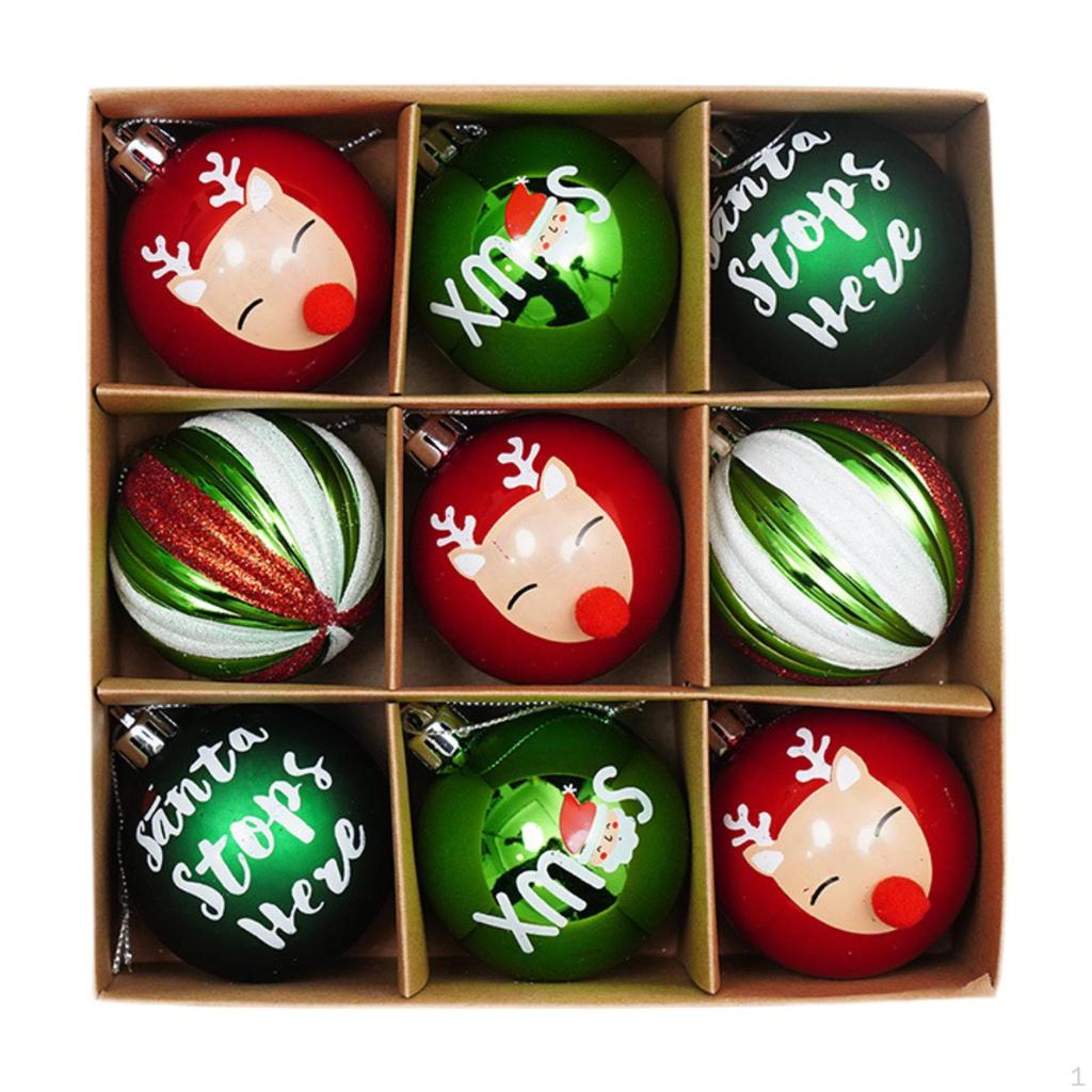 9 Pack 2.3inch Christmas Tree Balls for Holiday Decoration